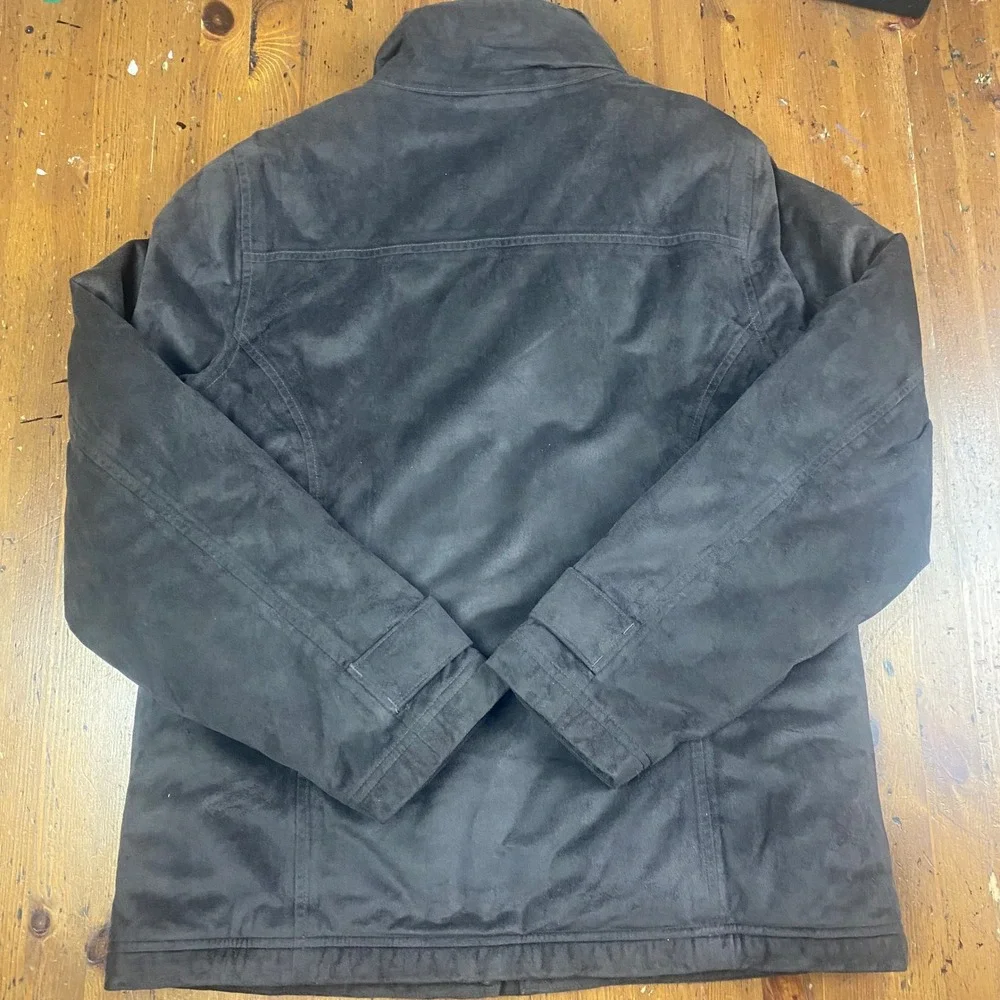 LL Bean Womens Insulated Suede Faux Fur Lined Jacket Black Size‎ M Reg 0FJV4